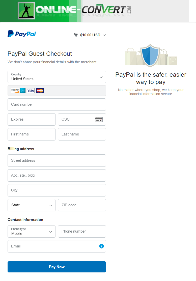 How to pay without creating a PayPal account | Online file conversion blog