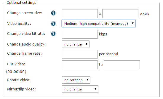 V file size. Video option.