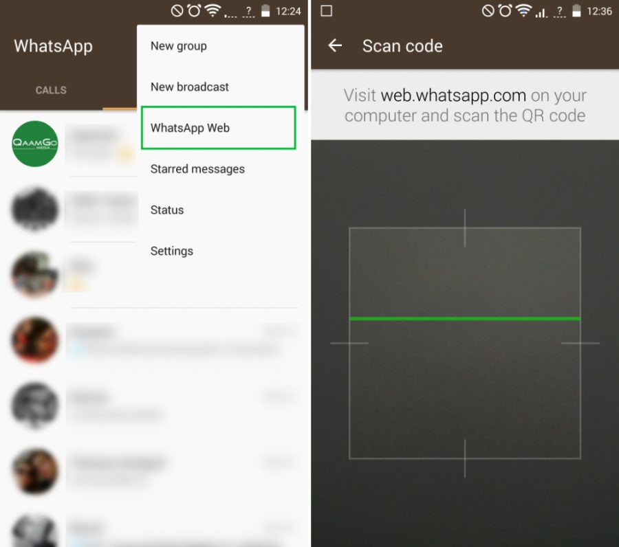 how to open whatsapp web in android phone