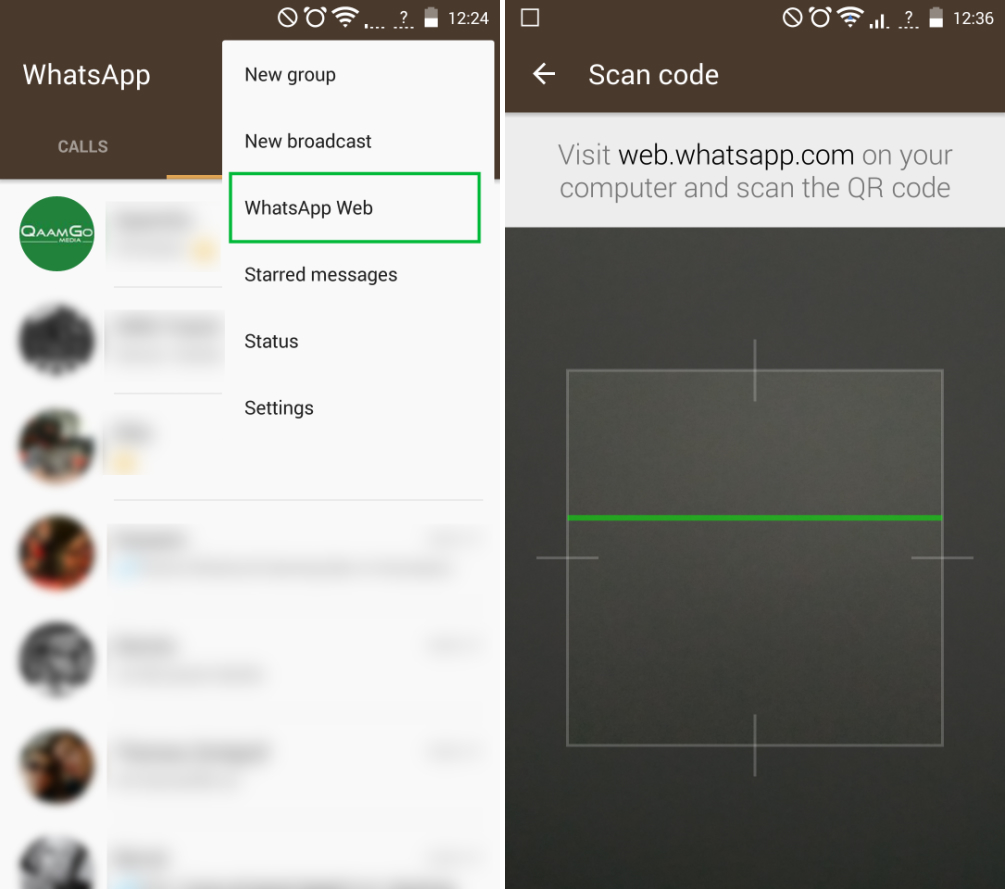 whatsapp web scan code with your phone to log in