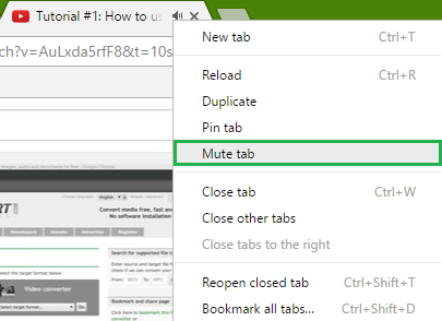 google chrome mute tab not site