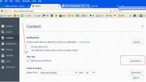 Disabling pop-ups on Firefox