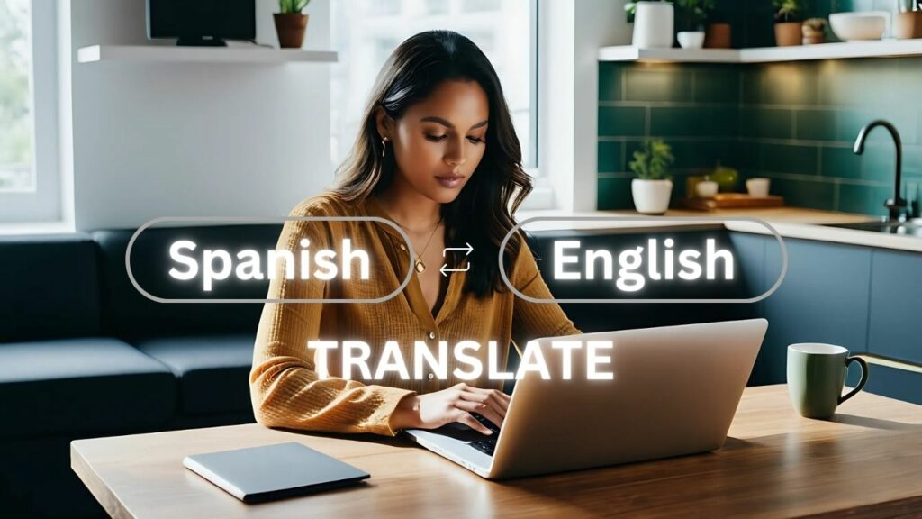 A woman using online translator on her laptop; online translators you should use