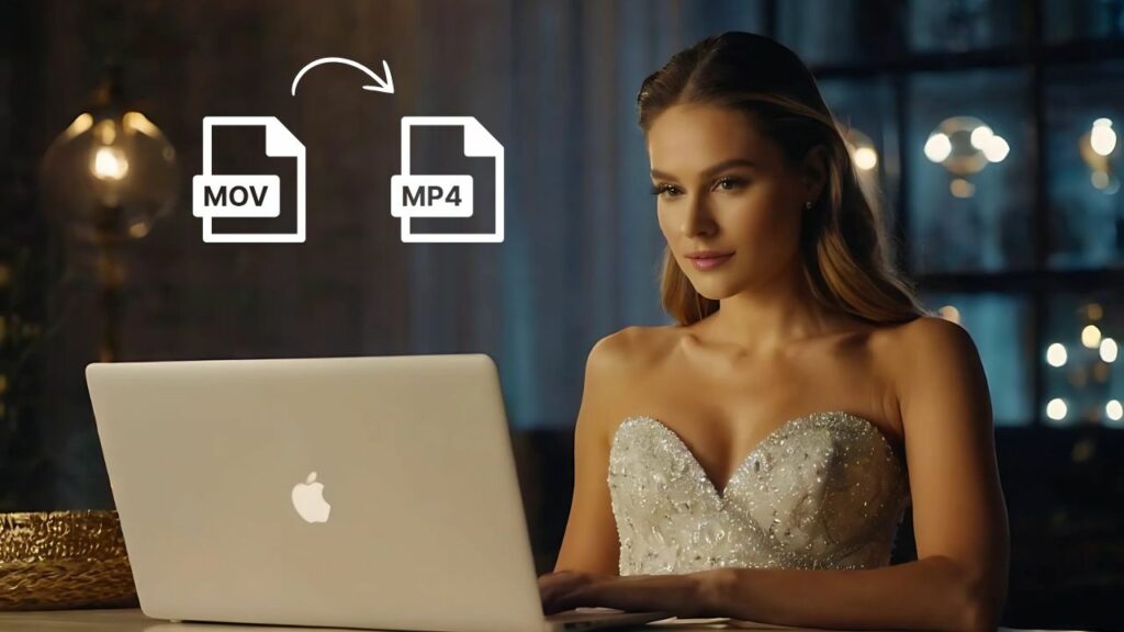 A woman using her Mac; convert MOV to MP4 on Mac