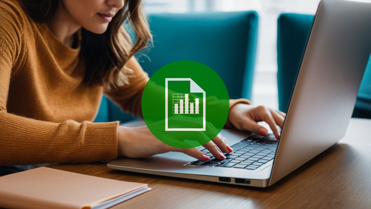 A woman on her laptop. Learning 10 Essential Excel Add-Ins.