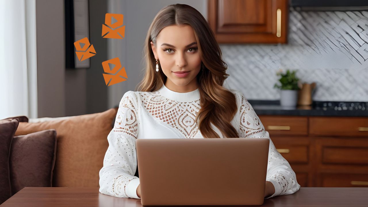 A woman on laptop learning how to send large video files.