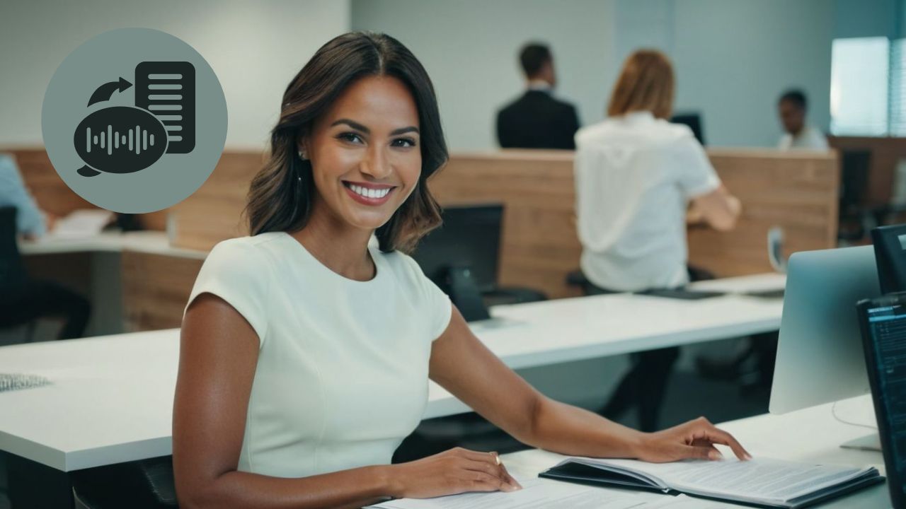 A woman in the office. Convert Speech To Text.