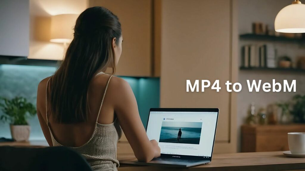 A woman on laptop; Convert MP4 Videos to WebM