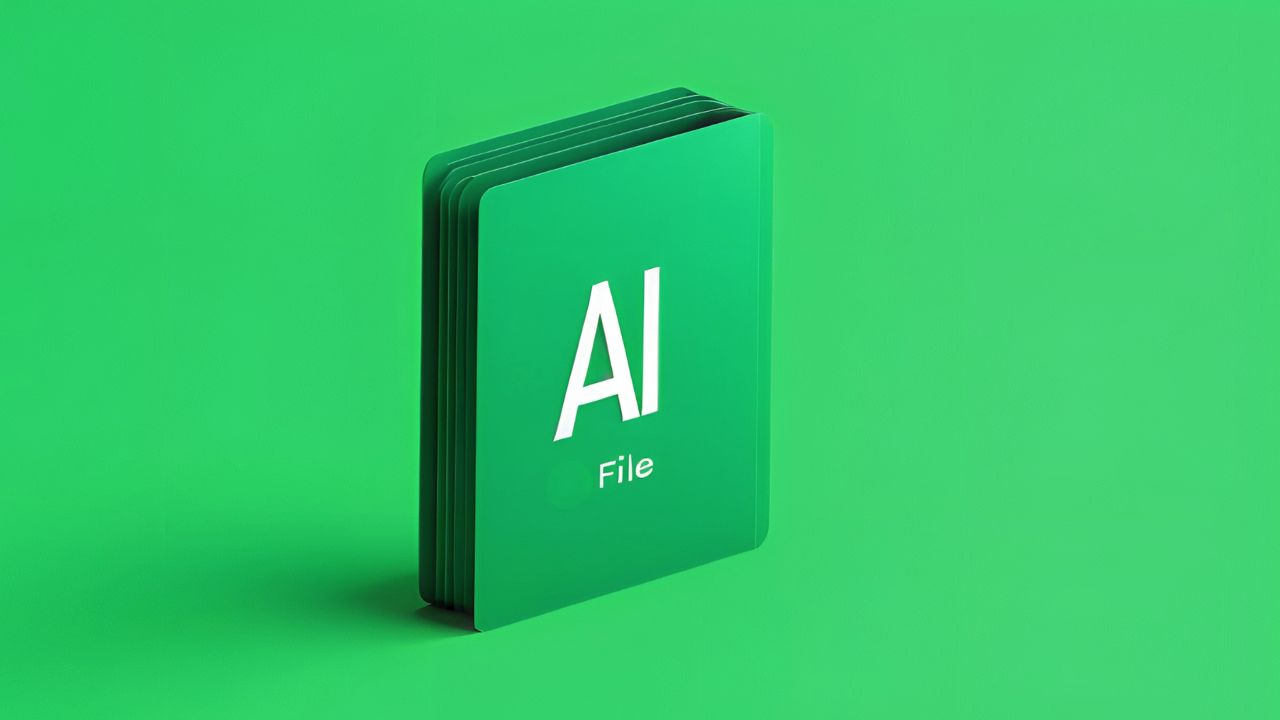 AI File Document, Isolated on Green Background