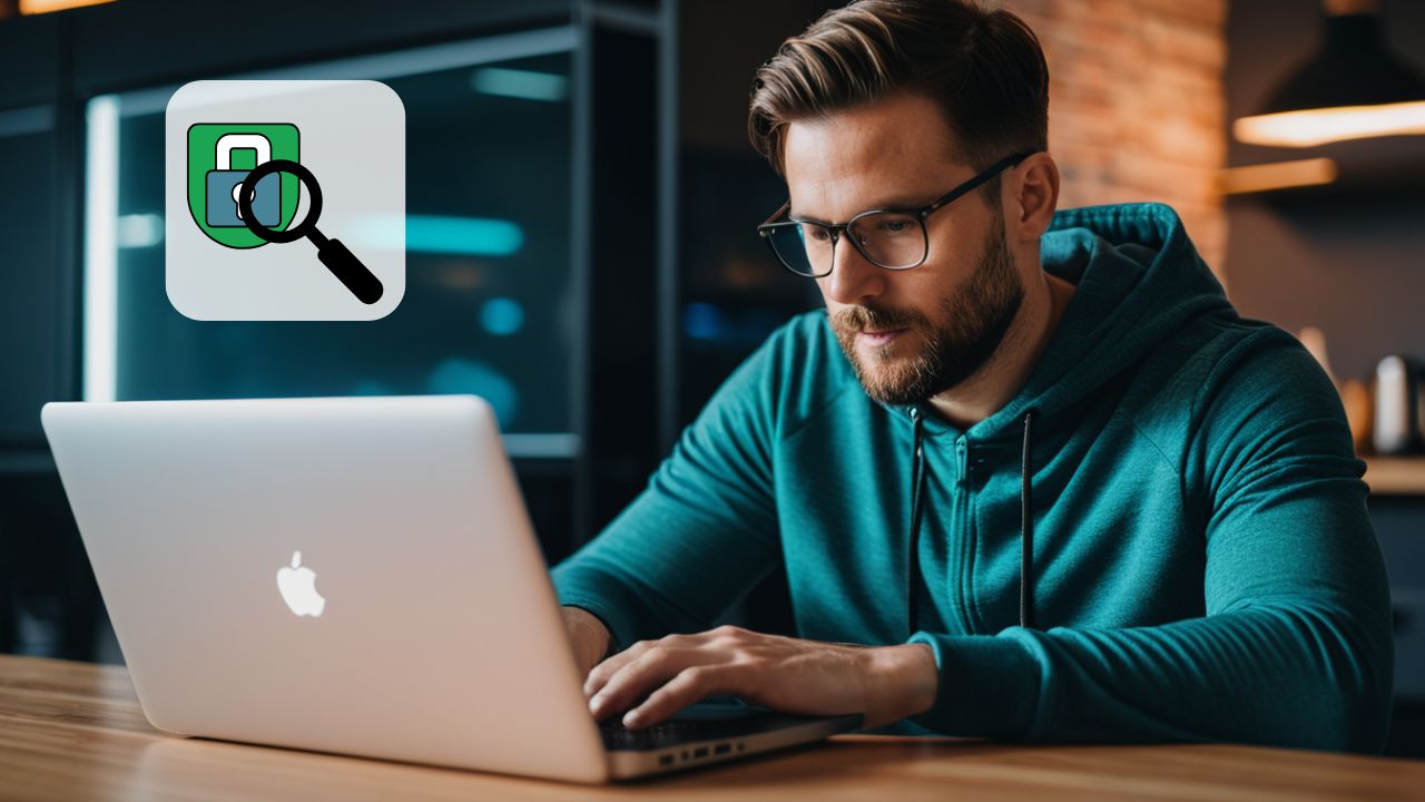 A man on his MacBook, putting in place browser security settings