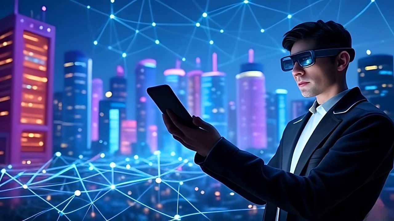 How Social Media Is Transforming - a man with futuristic devices
